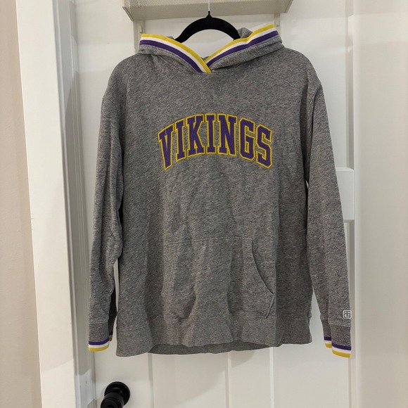 Tailgate Tops - Tailgate Women Grey Minnesota Vikings Retro Hoodie Pullover NFL Large